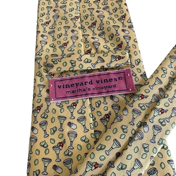 Vineyard Vines Men Silk Tie Margarita Lime Salt Cocktail Yellow Necktie Cocktail - Picture 4 of 6